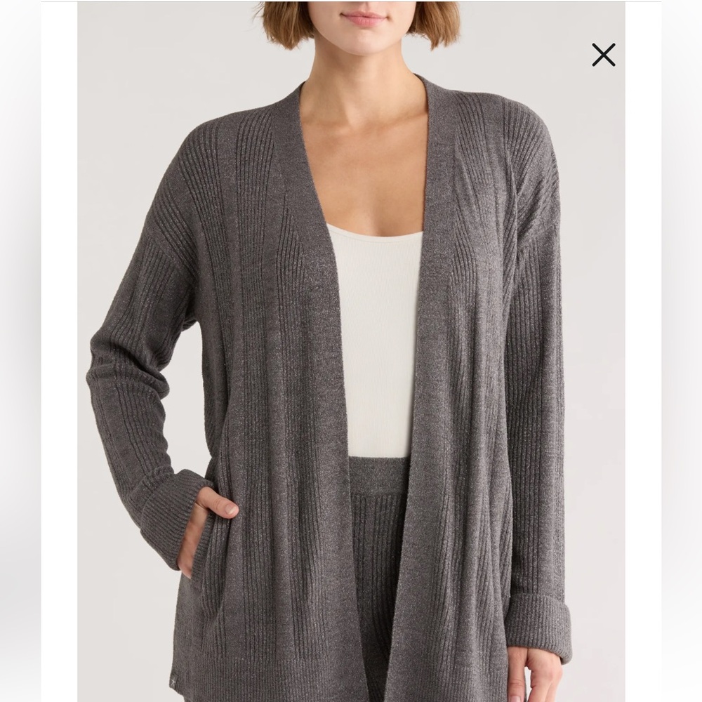 Barefoot Dreams CozyChic Ultra Lite Women's Gray Open Front Cardigan